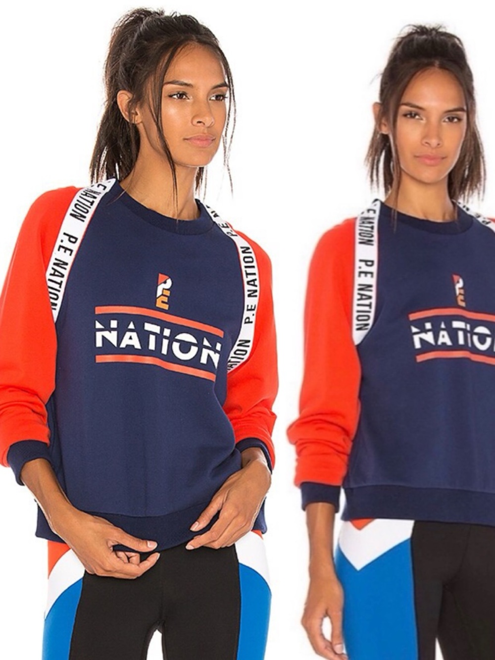 P.E Nation The Wembly Sweatshirt, (REVOLVE Collection) Navy & Red Cotton sz. S
